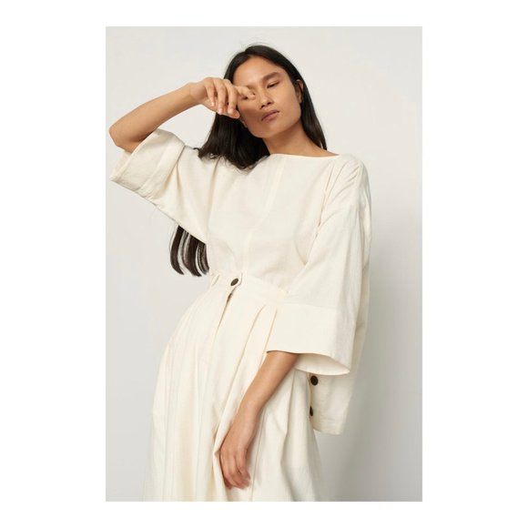 MARA HOFFMAN "Frankie" Cream Woven Boxy Blouse - Picture 2 of 11